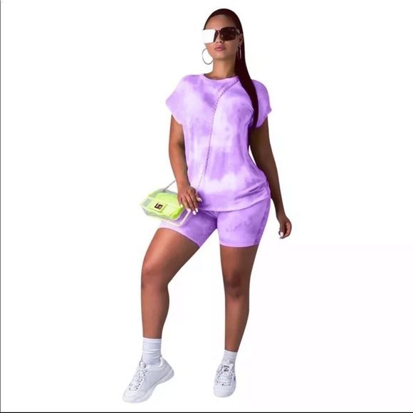 Tops - Two Piece Shorts Top Tie Dye Set